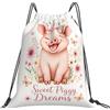 Generic Zaino con Coulisse Pink Cute Pigs Drawstring Backpack Leggero Sacchetta Sportiva Impermeabile Borsa con Coulisse per Unisex Viaggi Scuola