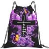 Generic Zaino con Coulisse Purple Angel Wing Crossed Sacca da Palestra Leggero Borsa con Coulisse Pieghevole Sacchetta Sportiva per Scuola Viaggi Vacanze