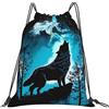 Generic Zaino con Coulisse Wolf Howling At The Moon Borsa con Coulisse Grande capacità Drawstring Backpack Resistente Sacchetta Sportiva per Spiaggia Viaggi Scuola