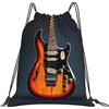 Generic Borsa con Cordoncinosacca da Palestra per Yoga Vita Quotidiana Campeggio 36X42Cm Regolabile Unisex Borsa Sportiva Orange Electric Guitars Print