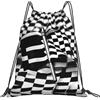 Generic Borsa Palestrasacca Sportiva per Uomo Vacanze Spiaggia 36X42Cm Moda Pieghevole Borsa con Cordoncino Checkered Flags Race Flags Print