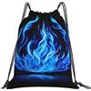 Generic Borsa Sportivasacca con Cordoncino per Vacanze Uomo Escursionismo 36X42Cm Regolabile Moda Borsa con Coulisse Indigo Flame Print Print