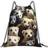 Generic Zaino con Coulisse Cute Ferret Sacchetta Sportiva Leggero Borsa con Coulisse Grande capacità Drawstring Backpack per Spiaggia Viaggi Vacanze