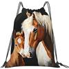 Generic Zaino con Coulisse Mare And Pony Portrait Sacca da Palestra Leggero Sacchetta Sportiva Impermeabile Borsa con Coulisse per Viaggi Unisex Vacanze
