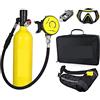 RSGXLFQZVAK Bombola Subacquea, Bombola di Ossigeno for Immersioni Subacquee capacità 1L Respiratore Portatile for,per Principianti(Silverhead in Yellow Bottle)