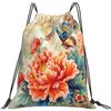 Generic Zaino con Coulisse Beautiful Butterfly Peony Flower Borsa con Coulisse Grande capacità Sacchetta Sportiva Impermeabile Drawstring Backpack per Viaggi Unisex Scuola