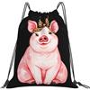 Generic Zaino con Coulisse Funny Cute Pigs Wearing Leopard Bandana Sacchetta Sportiva Leggero Borsa con Coulisse Pieghevole Sacca da Palestra per Vacanze Viaggi Unisex