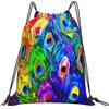 Generic Zaino con Coulisse Rainbow Peacock Feather Sacchetta Sportiva Leggero Sacca da Palestra Impermeabile Drawstring Backpack per Spiaggia Unisex Scuola