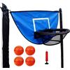 PORFOYO Trampolino da basket, accessorio per trampolino da basket con 4 mini palloni da basket Ø 12 cm e 1 pompa, bordo strappabile per immersioni, mini cestino da basket per interni ed esterni