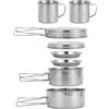 Xweptuy Set da Cucina da Campeggio per 3-4 Persone, Set di Pentole e Padelle da Campeggio in Acciaio Inossidabile, Cucina da Campo Leggera e Impilabile per Zaino in Spalla all'Aria Aperta Picnic #1
