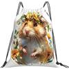 Generic Zaino con Coulisse Hamster Flowers Sacca da Palestra Leggero Borsa con Coulisse Grande capacità Drawstring Backpack per Spiaggia Unisex Vacanze