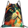 Generic Zaino con Coulisse Colorful Cat Sacchetta Sportiva Grande capacità Borsa con Coulisse Resistente Drawstring Backpack per Viaggi Vacanze Scuola