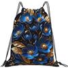 Generic Zaino con Coulisse Blue Flower Sacca da Palestra Grande capacità Borsa con Coulisse Pieghevole Drawstring Backpack per Viaggi Vacanze Unisex