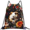 Generic Zaino con Coulisse Guinea Pigs And Flowers Drawstring Backpack Grande capacità Sacchetta Sportiva Pieghevole Sportiva Zainetto per Scuola Unisex Spiaggia