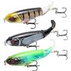 TFixol Esca Topwater Popper 3 Pezzi 9cm 18g Artificiale Con Coda Rotante Morbida per Spinning in Superficie - Dura Realistica 3D Galleggiante Black Bass Richiamo Acustico Potente Ancorette Luccio