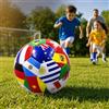 RJSQAQE Pallone da calcio mondiale con bandiere (taglia 5), in PVC resistente, pallone da allenamento internazionale con bandiere internazionali per bambini, adolescenti e adulti e appassionati di