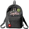 Generisch Zaino per la scuola personalizzato, per ragazze, in corda di cotone intrecciata, zaino per la scuola con alfabeto, bellissimo zaini da donna (nero, B)