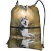 YYHHAOFA Zaino con coulisse e cerniera, con stampa di cani carini, leggero, impermeabile, con tasca, per viaggi, sport, yoga
