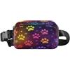 ISAOA Marsupio a tracolla alla moda marsupio con cinghia regolabile Dream giallo rosa viola stampa zampa per allenamento, shopping, viaggi, escursionismo