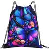 Generic Zaino con Coulisse Neon Butterfly Flowers Borsa con Coulisse Grande capacità Sacca da Palestra Pieghevole Drawstring Backpack per Viaggi Unisex Vacanze