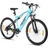 HH HILAND HILAND Spokane Bicicletta Elettrica Mountain Bike 27,5 Pollici, Doppia Sospensione, Doppi Freni a Disco Meccanici, Cambio a 7 Velocità, Telaio in Acciaio al Carbonio, E-MTB Uomo Donna, Grigio