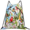 Generic Zaino con Coulisse Spring Bird Flower Drawstring Backpack Impermeabile Sacca da Palestra Resistente Borsa con Coulisse per Unisex Scuola Spiaggia