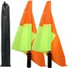 Whyzsjnclg 2 pezzi bandiera arbitro di calcio giallo arancione a scacchi per partite di allenamento di hockey, con custodia bandiera guardalinee resistente alle intemperie con manico in schiuma su asta