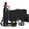 RSGXLFQZVAK Bombola subacquea, Rebreather Portatile Da 1 Litro, Respiratore For Bombole Di Ossigeno For Immersioni Grande Capacità Supporta 5-10 Minuti Respirazione Subacquea, Attrezzatura ,per Principianti(Noir)