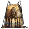 Generic Zaino con Coulisse Sunset Horse Sacchetta Sportiva Grande capacità Borsa con Coulisse Resistente Sacca da Palestra per Viaggi Spiaggia Vacanze