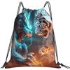 Generic Zaino con Coulisse Dragon And White Tiger Sacchetta Sportiva Impermeabile Borsa con Coulisse Pieghevole Drawstring Backpack per Unisex Viaggi Scuola