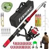 Generico Canna da pesca e mulinelli combo telescopico portatile, attrezzatura da pesca con da trasporto, ideale per, kayak, traina, offshore, inshore, mare, riva, surf, fiume, lago