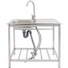 Goddlgjik Lavabo da Esterno Indipendente 1 bacino, 75 x 40 x 75cm Lavello Campeggio, Lavandino da Esterno con Rubinetto, Cucina da Esterno, Lavandino da Giardino, Lavello Da Cucina Carico 40kg