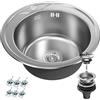 ANW HOME Lavello Cucina 1 Vasca Ø49 cm, Acciaio Inox