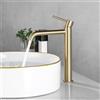PHASAT Rubinetto Bagno Lavabo Alto, Rubinetto per Lavabo Bocca Alta, Miscelatore Lavabo Bagno Monocomando in oro spazzolato, Rubinetto Moderno PTMP21G