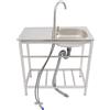 Hurrylying Lavelli da cucina per esterni, autonomi, in acciaio inox 304, con rubinetto, tubo dell'acqua calda, 75 x 40 x 75 cm, per famiglie, ristorante, lavanderia, ecc. Argento