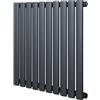 Monster Shop Radiatore Ovale a Colonna Singola 600 x 600 mm Orizzontale Design Moderno Acciaio al Carbonio Riscaldamento Centrale Antracite con Kit Fissaggio e Spazzola