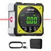 XUNTOP Inclinometro Digitale Ricaricabile 4 * 90° con Laser Goniometro Elettronico con 4 Lati Magnetico e Schermo LCD per Cantiere Domestico Casalingo