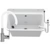 GRANITAN Lavandino da Esterno Moderno per Garage e Lavanderia - Lavatoio per Installazione Interna ed Esterna - Pilozzo da Esterno Giardino - 61x41x30 cm - (Bianco + FLEX Miscelatore per lavabo)