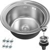 ANW HOME Lavello Cucina 1 Vasca Ø51 cm, Acciaio Inox 201