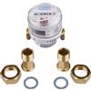 Zenner Contatore acqua 1/2 pollici, acqua fredda e calda, lunghezza 80 mm, con raccordo a vite e set di guarnizioni, taratura 2026