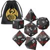 Keller & Weber Set di Dadi in Metallo D&D, Motivo a Fiori di Prugno, 7 pezzi di Dadi Poliedrici in Metallo, Nero Opaco
