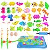 RNPKZ 41 giocattoli da pesca, gioco di pesca per bambini, gioco di pesca magnetico per bambini a partire dai 3 anni, giocattolo per il bagno con pesca e laghetto gonfiabile, regalo per bambini