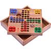 LOGOPLAY Ludo, Piccolo Gioco da Viaggio 16 X 16 cm, di Dadi e da Tavolo, Per Famiglie, in Legno Con Tasselli (Marrone)