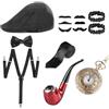 VFANDV 20s Accessori da Uomo, 14 Pezzi Accessori da Uomo Anni '20 Set Accessori Anni 20 per Uomo, Gatsby Gangster Costume Accessori per Natale Carnevale Festa