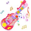 QiquBox Chitarra Giocattolo per Bambini con Modalità Pianoforte 2-in-1 Strumento | 8 melodie, 5 suoni di strumenti, corde touch, design pieghevole, regalo ideale per bambine e bambini dai 3 anni