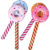 TOYANDONA Bastoncini Gonfiabili Lecca-lecca Donut 4 Pezzi in PVC per Feste | Giocattoli Leggeri e Portatili, Stile Cartone Animato, per Decorazioni Tematiche e Spettacoli di Festa