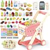 RedCrab Carrello Spesa Giocattolo con Scanner, 74 Pcs Accessori per Negozi: Calcolatrice, Carte di Credito, Frutta e Cibo, Gioco di Ruolo Giocattolo per Ragazzi e Ragazze 3+ Anni (Rosa)