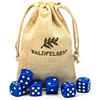 Waldfelsen Set di 6, 12, 20, 30 o 50 dadi in acrilico di alta qualità, dimensioni standard, 16 mm, dadi da gioco a 6 lati, accessori da gioco con borsa in tessuto (blu, 6 pezzi)