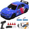 KAIMIO Auto da drift RC in scala 1:24 4WD 2,4 GHz 30 km/h ad alta velocità da corsa sportiva con luci a LED da corsa e ruote da deriva adatta per principianti (8609-blu)