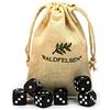 Waldfelsen 6, 12, 20, 30 o 50 dadi di alta qualità, dimensione standard 16 mm, dadi in acrilico per giochi di società, dadi a 6 facce, set di accessori da gioco con sacchetto in tessuto (Nero, 6 pezzi